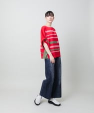 RSFFD23360 TRUNK HIROKO KOSHINO(ヒロココシノ) ハイゲージカラーブロックニットプルオーバー/日本製/洗える グリーン