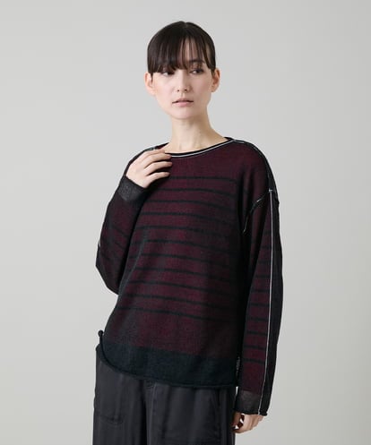 RSFGD19460 TRUNK HIROKO KOSHINO リバーシブルボーダーニットトップ