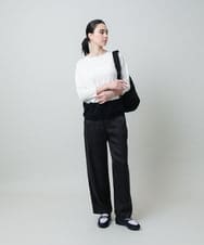 RSFGD20330 TRUNK HIROKO KOSHINO(ヒロココシノ) バイカラーホールガーメントニットプルオーバー/日本製/洗える ホワイト