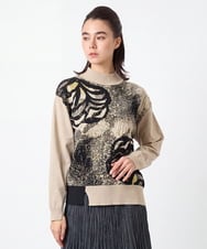 RSFJE18360 TRUNK HIROKO KOSHINO(ヒロココシノ) アートリーフデザインニットプルオーバー/日本製 ブラック