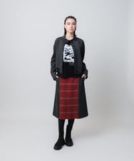 RSHAG03430 TRUNK HIROKO KOSHINO(ヒロココシノ) チェックニットジョイントデニム風スカート ブラック