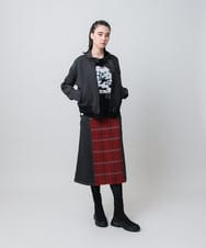RSHAG03430 TRUNK HIROKO KOSHINO(ヒロココシノ) チェックニットジョイントデニム風スカート ブラック