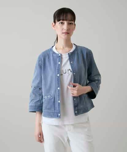 RSJGE01490 TRUNK HIROKO KOSHINO アイレットストレッチデニムジャケット /洗える