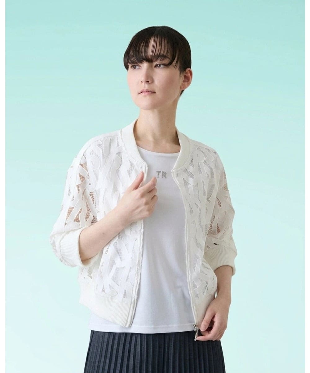 RSJHE04560 TRUNK HIROKO KOSHINO ロゴレースショートブルゾン/洗える