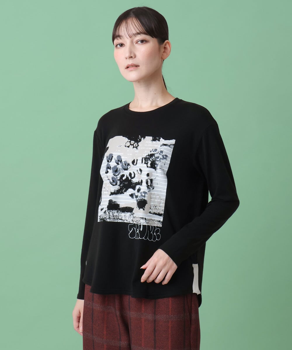 RSKAG12330 TRUNK HIROKO KOSHINO(ヒロココシノ) MIXプリントロゴデザインカットソー /日本製 /洗える ブラック