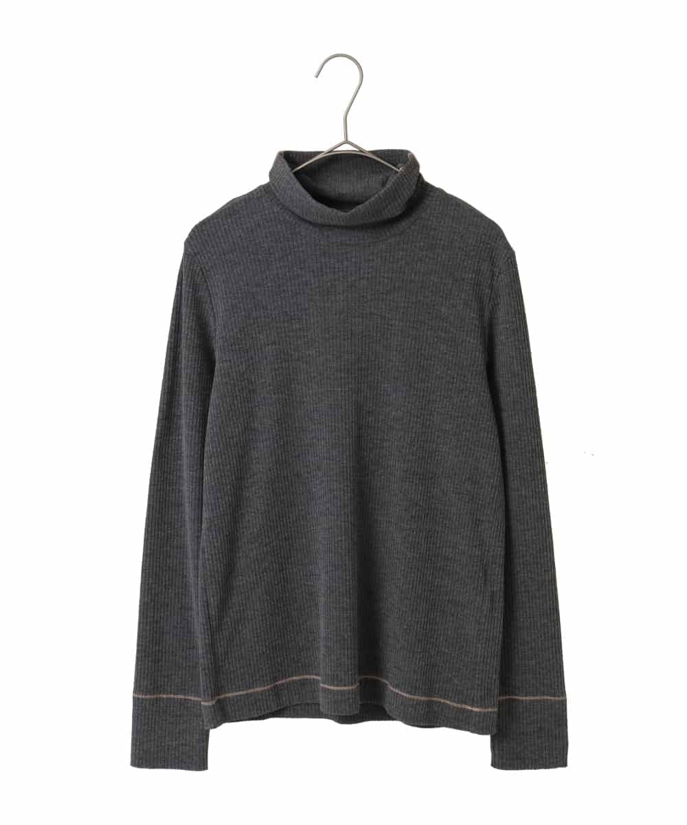 RSKAG15260 TRUNK HIROKO KOSHINO 配色ラインハイネックリブカットソー /洗える