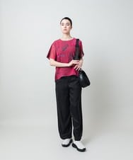 RSKGD05360 TRUNK HIROKO KOSHINO(ヒロココシノ) デニム風アートプリントカットソー/日本製/洗える レッド