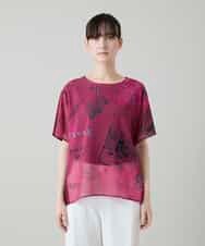 RSKGD05360 TRUNK HIROKO KOSHINO(ヒロココシノ) デニム風アートプリントカットソー/日本製/洗える レッド