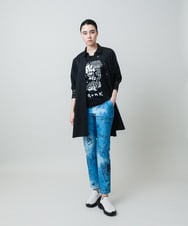 RSKGD07270 TRUNK HIROKO KOSHINO(ヒロココシノ) ウィンドウプリントカットソー/日本製/洗える レッド