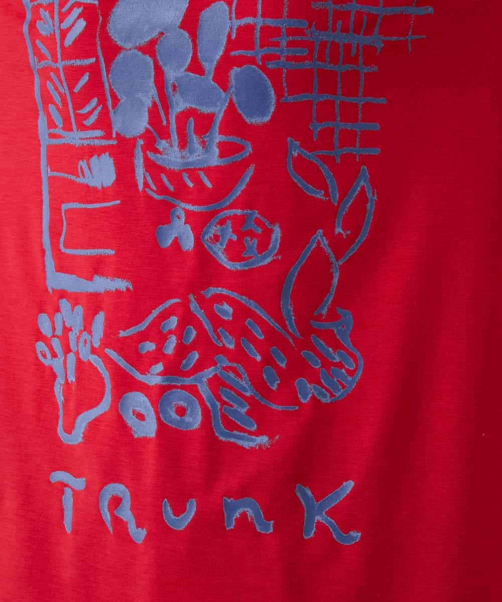RSKGD07270 TRUNK HIROKO KOSHINO(ヒロココシノ) ウィンドウプリントカットソー/日本製/洗える レッド