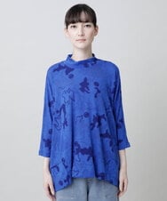 RSKGF30360 TRUNK HIROKO KOSHINO(ヒロココシノ) ドット×迷彩モチーフデザインプルオーバー /日本製/洗える ブルー
