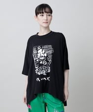 RSKGF52360 TRUNK HIROKO KOSHINO(ヒロココシノ) 【WEB/京王百貨店新宿店限定】アートモチーフベア天竺チュニック /日本製/洗える ブラック