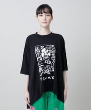 RSKGF52360 TRUNK HIROKO KOSHINO(ヒロココシノ) 【WEB/京王百貨店新宿店限定】アートモチーフベア天竺チュニック /日本製/洗える ブラック
