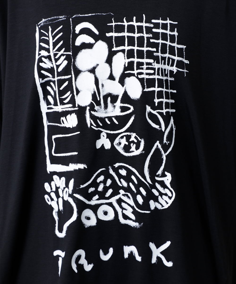 RSKGF52360 TRUNK HIROKO KOSHINO(ヒロココシノ) 【WEB/京王百貨店新宿店限定】アートモチーフベア天竺チュニック /日本製/洗える ブラック