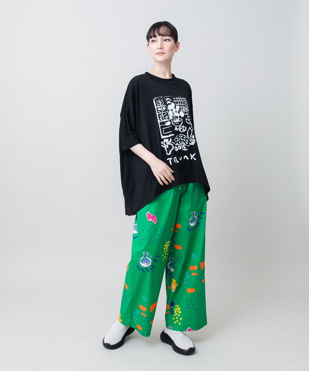 RSKGF52360 TRUNK HIROKO KOSHINO(ヒロココシノ) 【WEB/京王百貨店新宿店限定】アートモチーフベア天竺チュニック /日本製/洗える ブラック