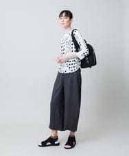 RSKHB19430 TRUNK HIROKO KOSHINO(ヒロココシノ) 幾何ドット柄ドロストアレンジカットソー /日本製/洗濯機で洗える ホワイト