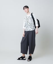 RSKHB19430 TRUNK HIROKO KOSHINO(ヒロココシノ) 幾何ドット柄ドロストアレンジカットソー /日本製/洗濯機で洗える ホワイト