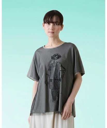 RSKHE20360 TRUNK HIROKO KOSHINO チュールドッキングアートピースカットソー/日本製/洗える