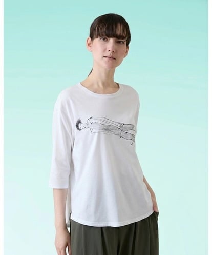 RSKHE22290 TRUNK HIROKO KOSHINO ファッションイラスト七分袖カットソー/日本製/洗える