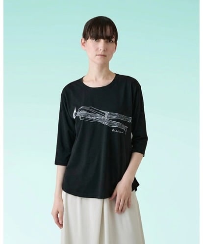 RSKHE22290 TRUNK HIROKO KOSHINO ファッションイラスト七分袖カットソー/日本製/洗える