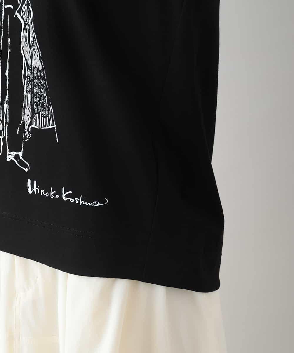 RSKIC10330 TRUNK HIROKO KOSHINO(ヒロココシノ) デザイン画プリントカットソー /日本製/洗える ブラック