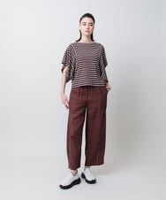 RSKIE12330 TRUNK HIROKO KOSHINO(ヒロココシノ) ハンカチーフスリーブボーダーカットソー/日本製/洗える ブラウン