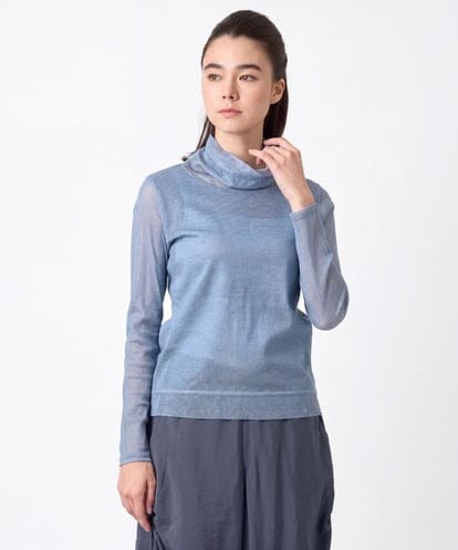 RSKJE07290 TRUNK HIROKO KOSHINO チュールデニムタートルネックプルオーバー/日本製/洗える