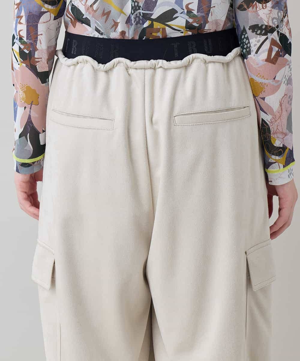 RSLEE22390 TRUNK HIROKO KOSHINO(ヒロココシノ) ロゴウエスト起毛ワイドパンツ /洗える アイボリー