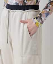 RSLEE22390 TRUNK HIROKO KOSHINO(ヒロココシノ) ロゴウエスト起毛ワイドパンツ /洗える アイボリー