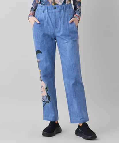RSLEE24490 TRUNK HIROKO KOSHINO コラージュ＆メッセージプリントデニムパンツ