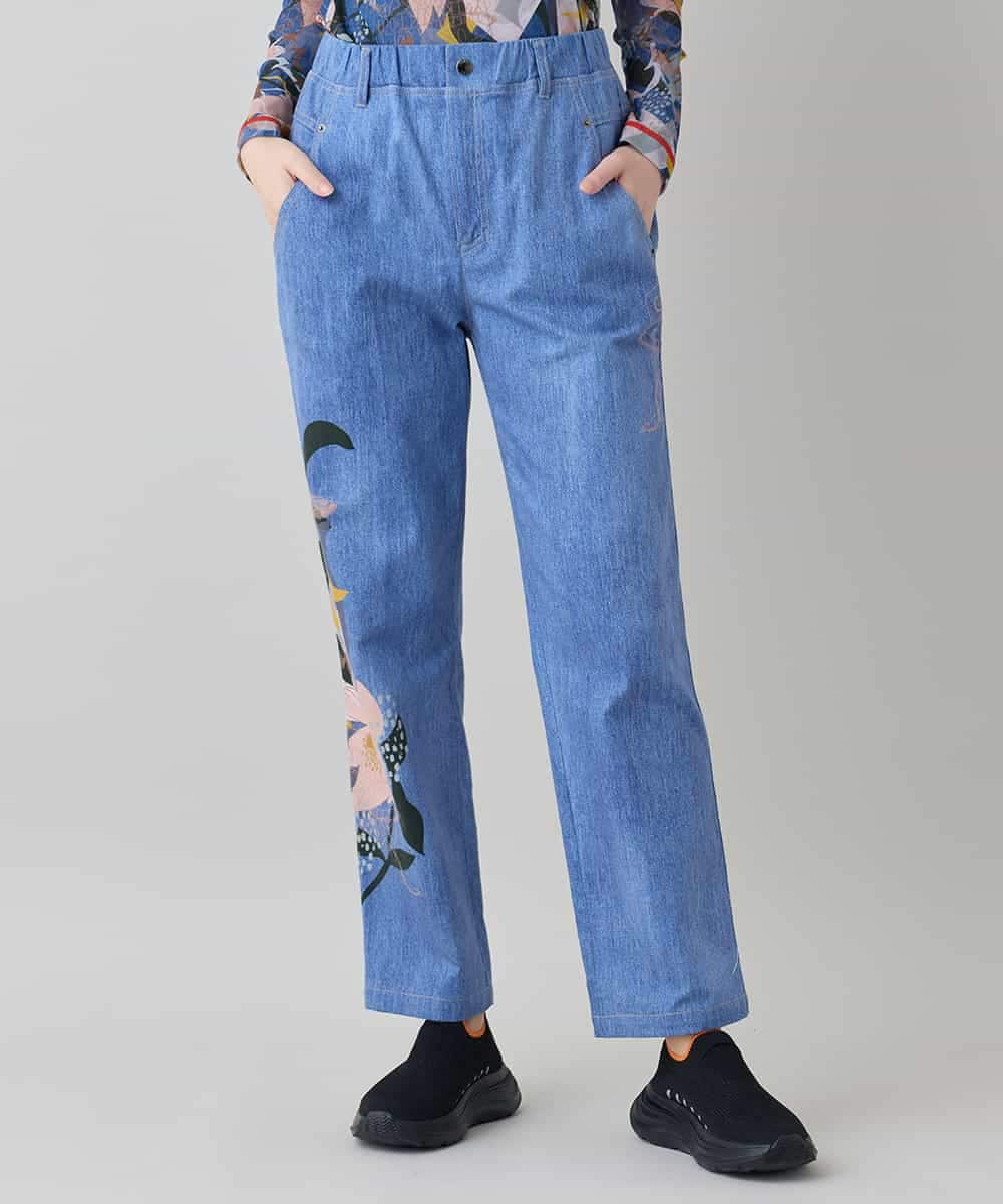 RSLEE24490 TRUNK HIROKO KOSHINO コラージュ＆メッセージプリントデニムパンツ
