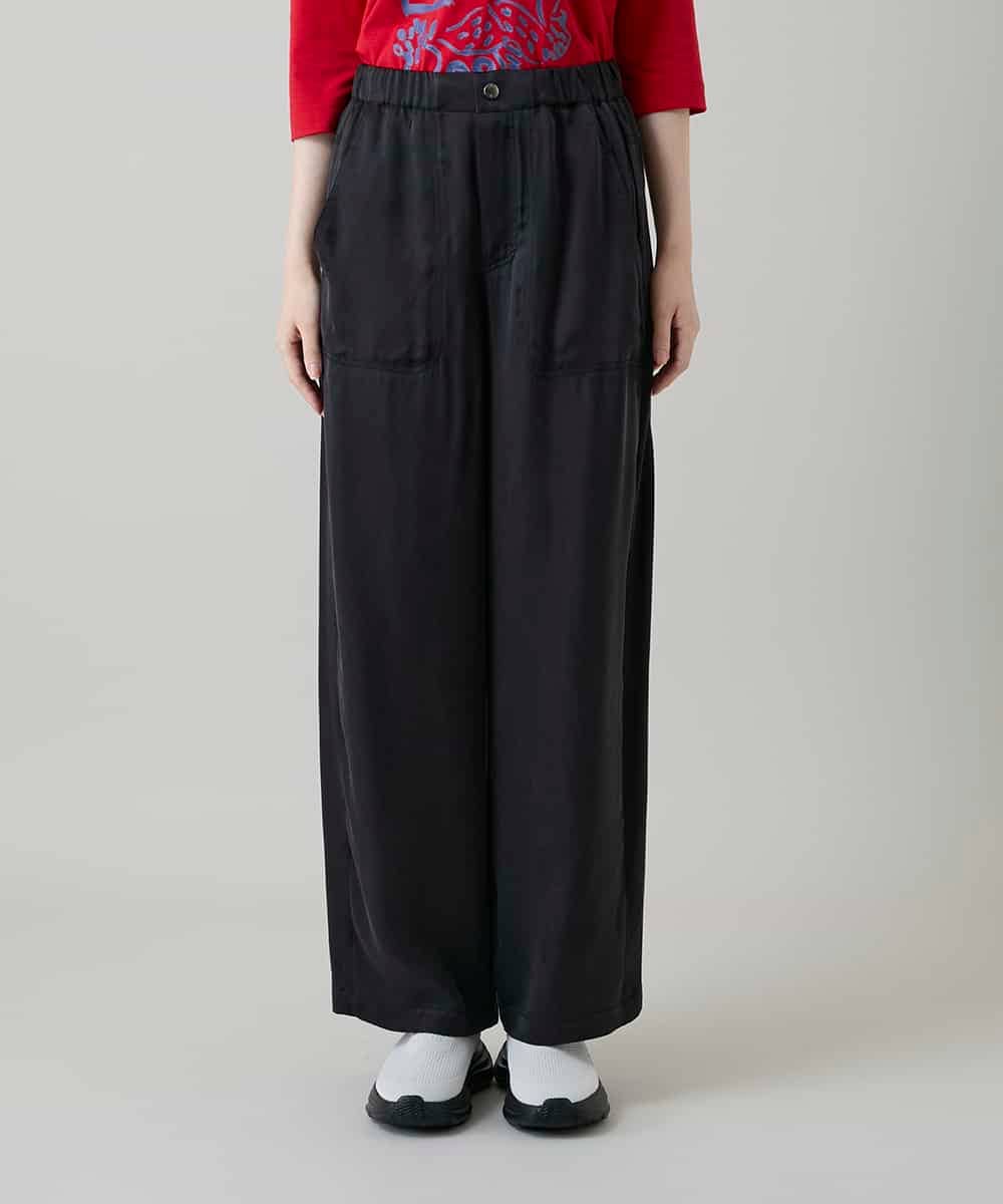 RSLGD11390 TRUNK HIROKO KOSHINO(ヒロココシノ) サテンワイドパンツ ダークグレー