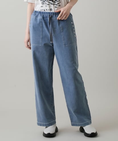 RSLGE02430 TRUNK HIROKO KOSHINO アイレットストレッチデニムイージーパンツ /洗える