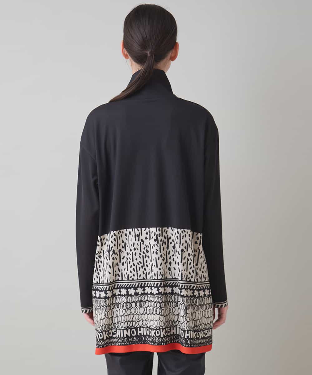 RSPAD17430 TRUNK HIROKO KOSHINO(ヒロココシノ) ロゴモチーフ幾何柄プリントチュニック/日本製/洗える ブラック