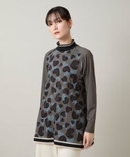 RSPCD04470 TRUNK HIROKO KOSHINO(ヒロココシノ) ハートアニマル柄ボーダーデザインチュニック /洗える ブラウン