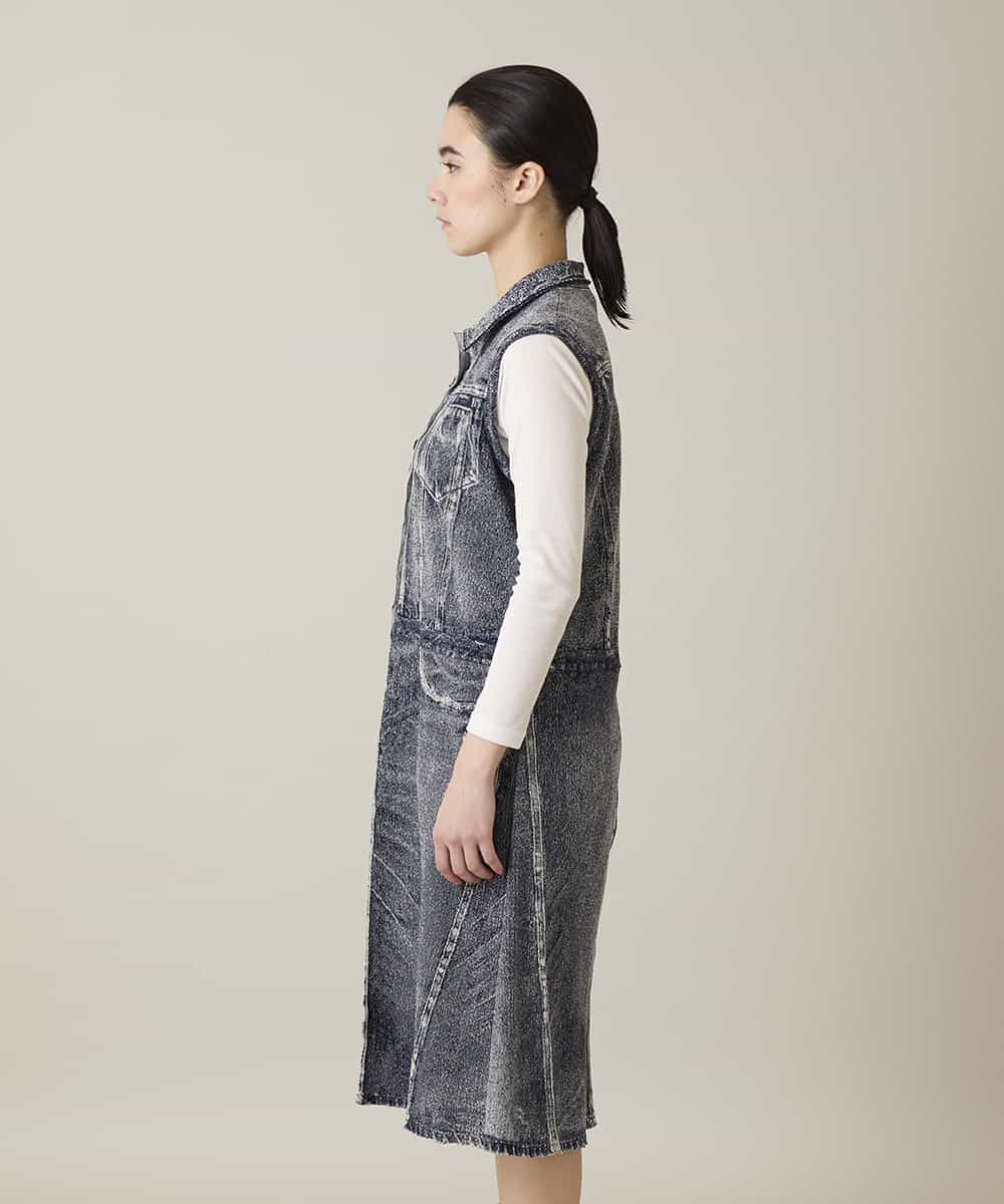 RSPFD03660 TRUNK HIROKO KOSHINO(ヒロココシノ) 立体ストレッチデニムワンピース /日本製/洗える ネイビー