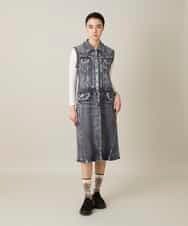 RSPFD03660 TRUNK HIROKO KOSHINO(ヒロココシノ) 立体ストレッチデニムワンピース /日本製/洗える ネイビー