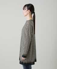 RSPFF30390 TRUNK HIROKO KOSHINO(ヒロココシノ) ファジーチェックチュニックプルオーバー/日本製/洗える ブラック