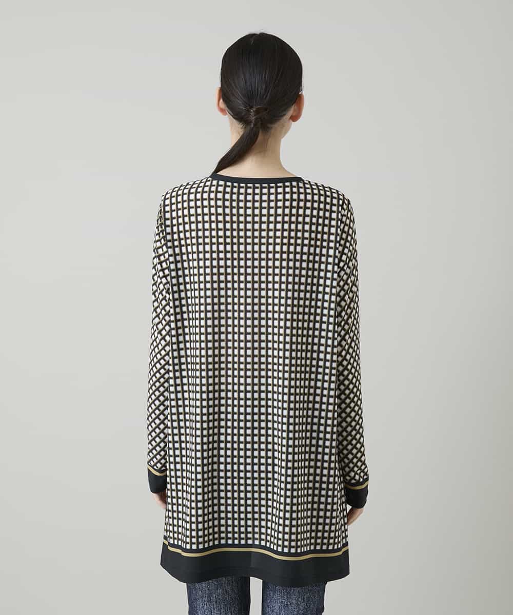 RSPFF30390 TRUNK HIROKO KOSHINO(ヒロココシノ) ファジーチェックチュニックプルオーバー/日本製/洗える ブラック