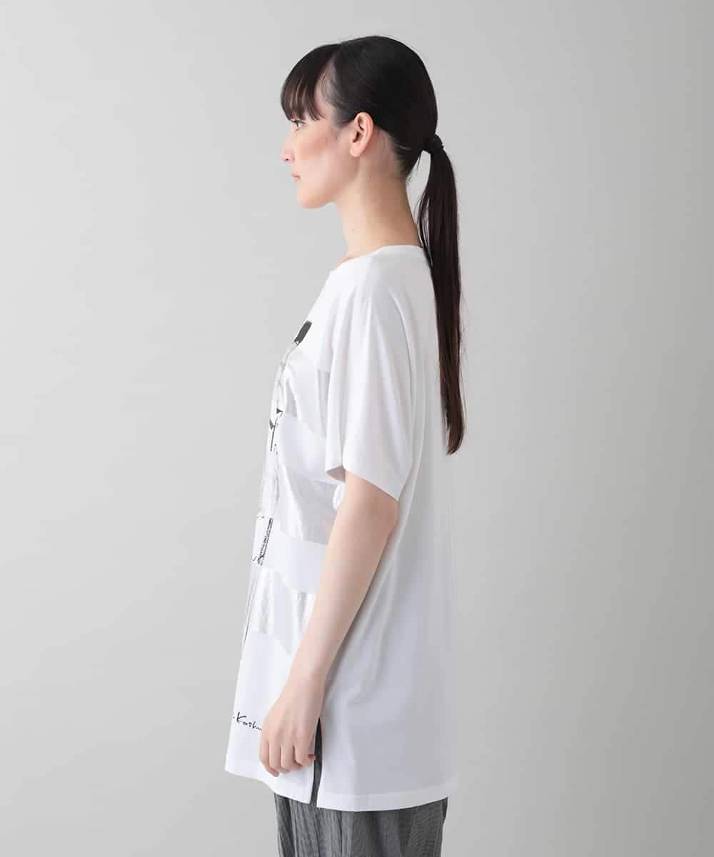 RSPIC11390 TRUNK HIROKO KOSHINO(ヒロココシノ) デザイン画プリントチュニック/日本製/洗える ホワイト