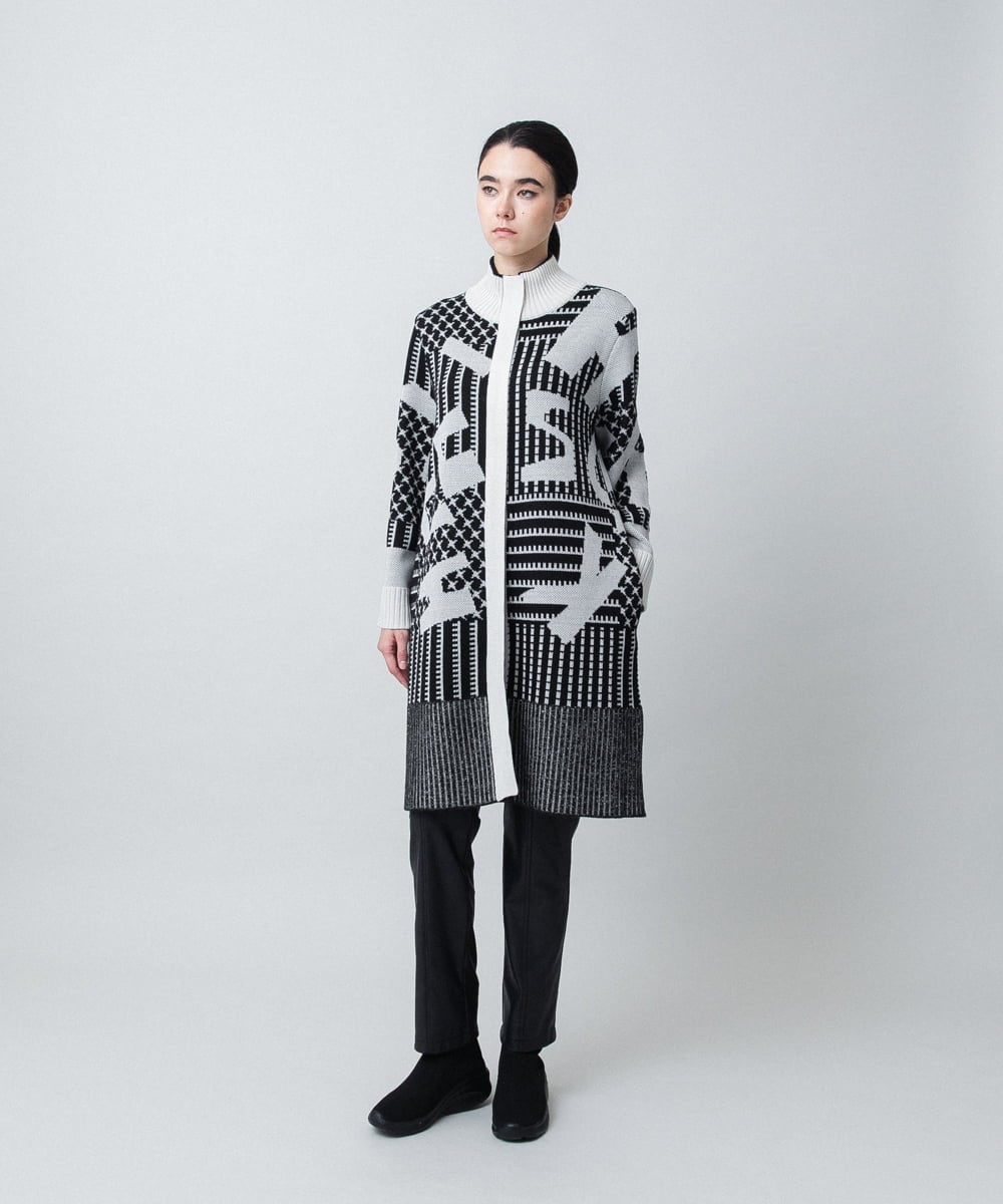 RSSAD07690 TRUNK HIROKO KOSHINO(ヒロココシノ) 【ベージュ：WEB/京王百貨店新宿店限定カラー】フロントジップニットコート/日本製/洗える ブラック