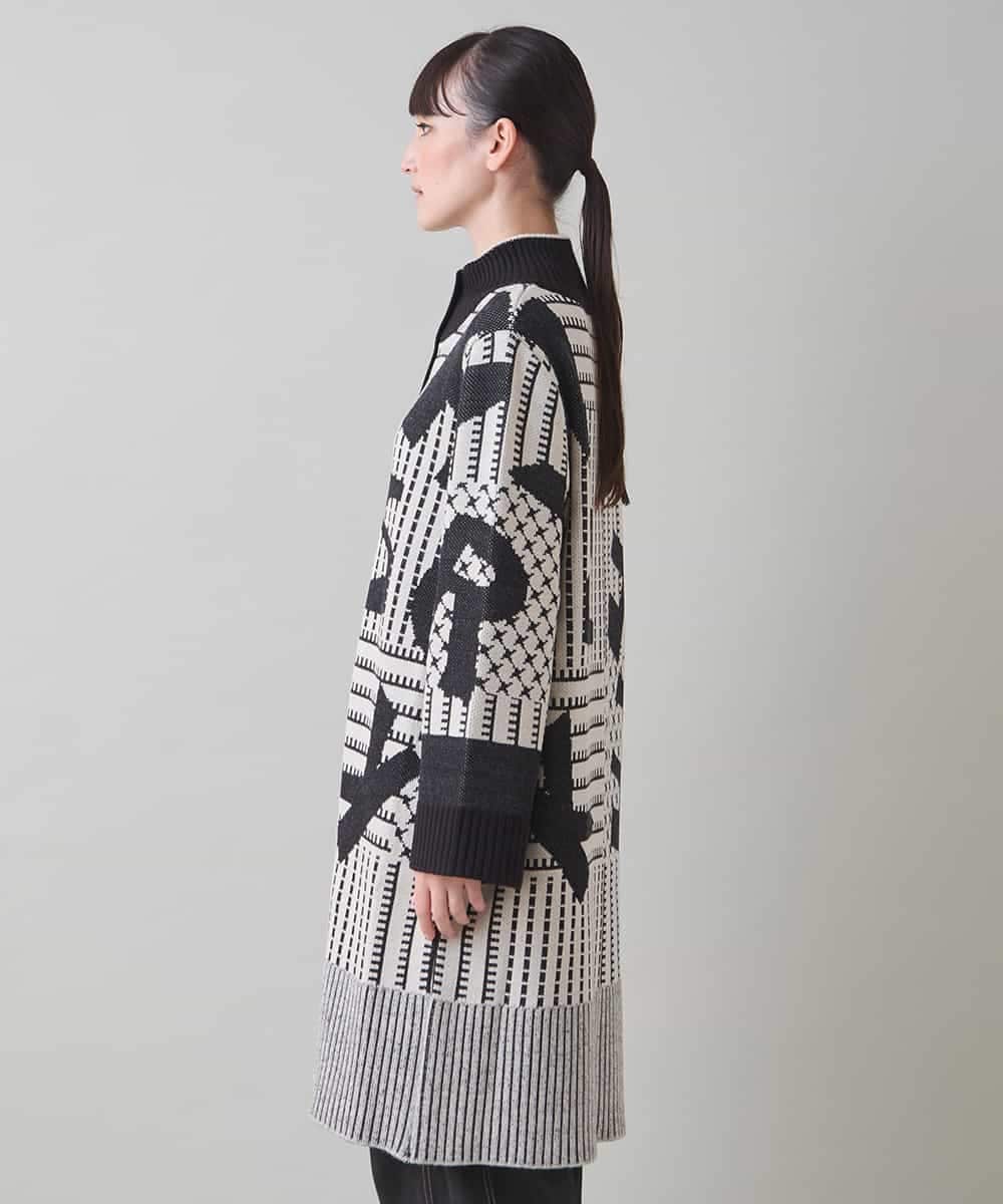 RSSAD07690 TRUNK HIROKO KOSHINO(ヒロココシノ) 【ベージュ：WEB/京王百貨店新宿店限定カラー】フロントジップニットコート/日本製/洗える ブラック