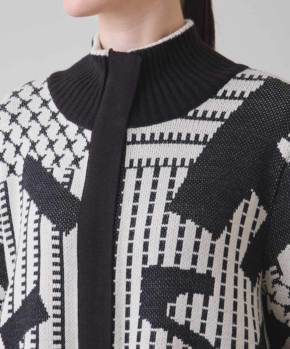 RSSAD07690 TRUNK HIROKO KOSHINO(ヒロココシノ) 【ベージュ：WEB/京王百貨店新宿店限定カラー】フロントジップニットコート/日本製/洗える ブラック