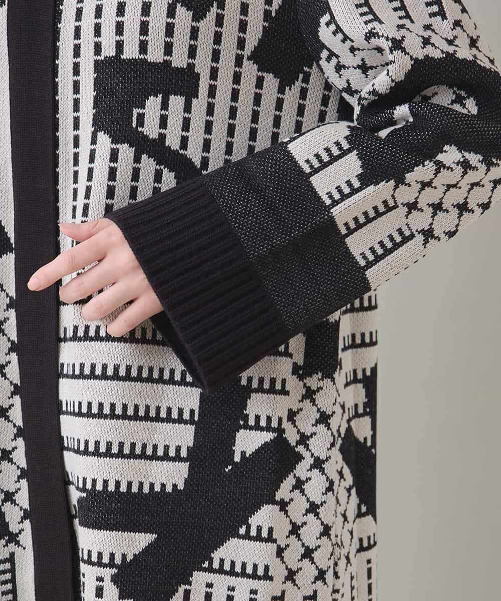 RSSAD07690 TRUNK HIROKO KOSHINO(ヒロココシノ) 【ベージュ：WEB/京王百貨店新宿店限定カラー】フロントジップニットコート/日本製/洗える ブラック