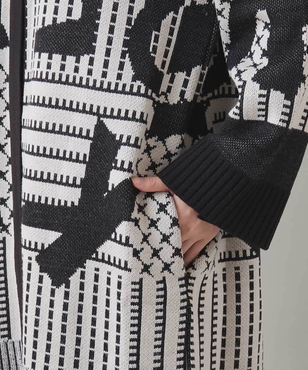 RSSAD07690 TRUNK HIROKO KOSHINO(ヒロココシノ) 【ベージュ：WEB/京王百貨店新宿店限定カラー】フロントジップニットコート/日本製/洗える ブラック