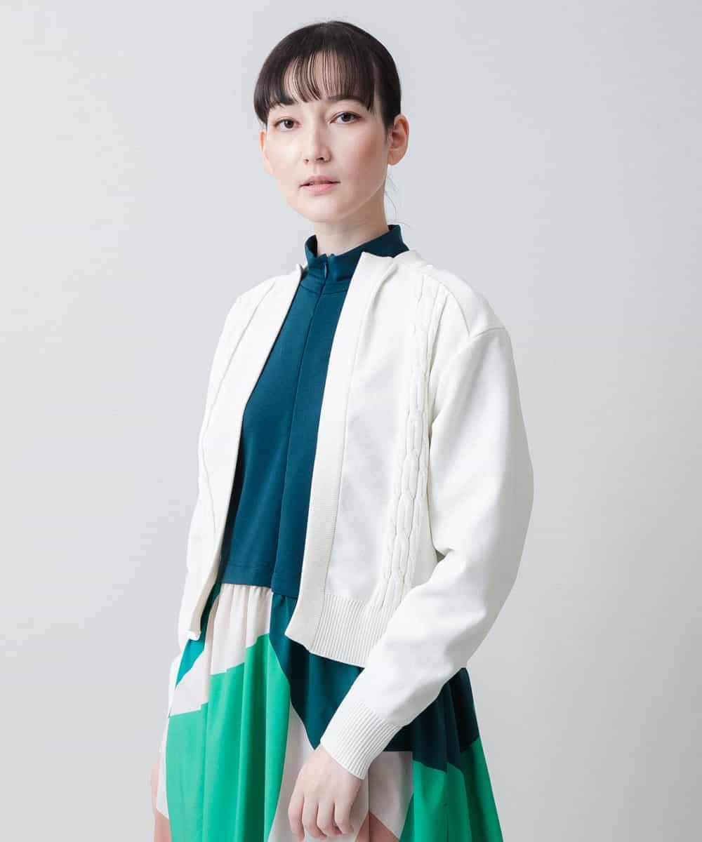RSSEA10390 TRUNK HIROKO KOSHINO(ヒロココシノ) アモッサケーブルニットカーディガン /日本製/洗える オフホワイト