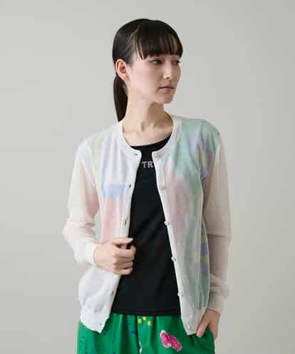 RSSGE08490 TRUNK HIROKO KOSHINO 幾何柄シアーカーディガン /洗える
