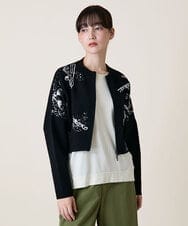 RSSLD08490 TRUNK HIROKO KOSHINO(ヒロココシノ) アニマル柄プリントニットジャケット ブラック