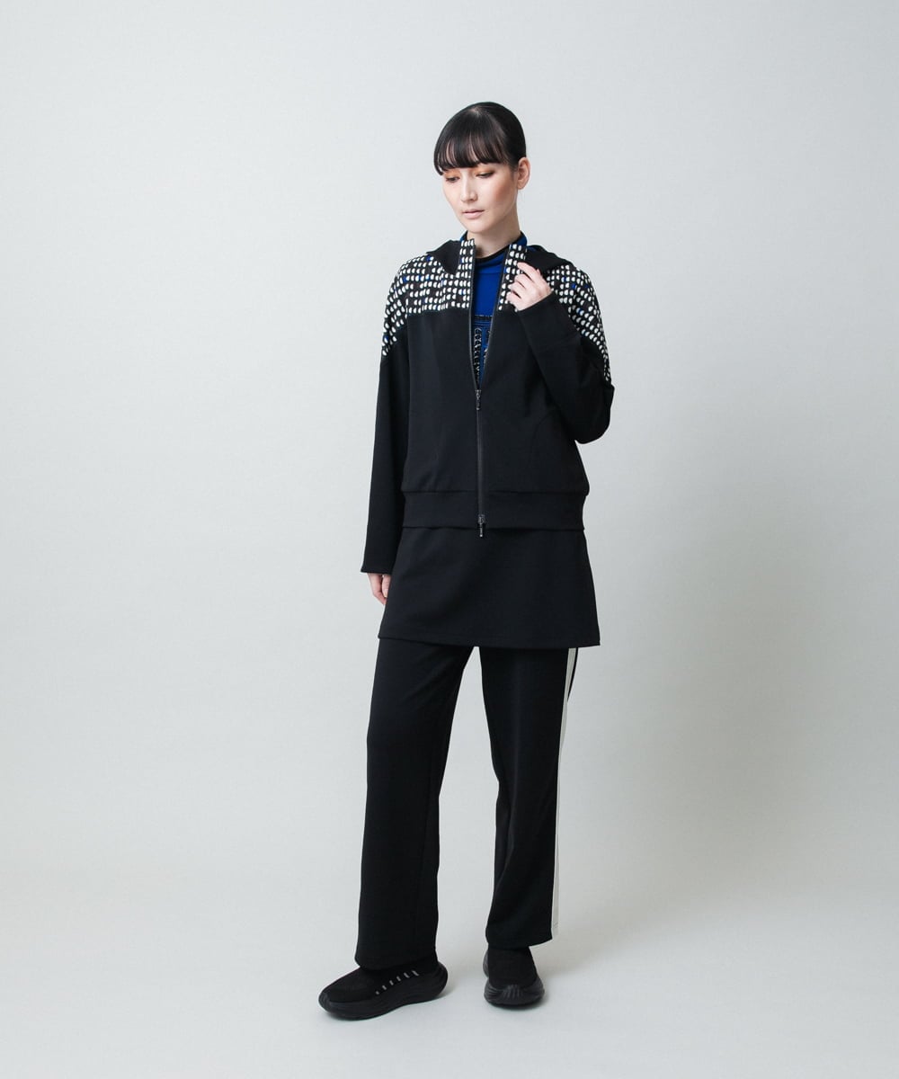 RSTAE18630 TRUNK HIROKO KOSHINO(ヒロココシノ) 小付きドットブロッキングデザインパーカー/洗える ブラック