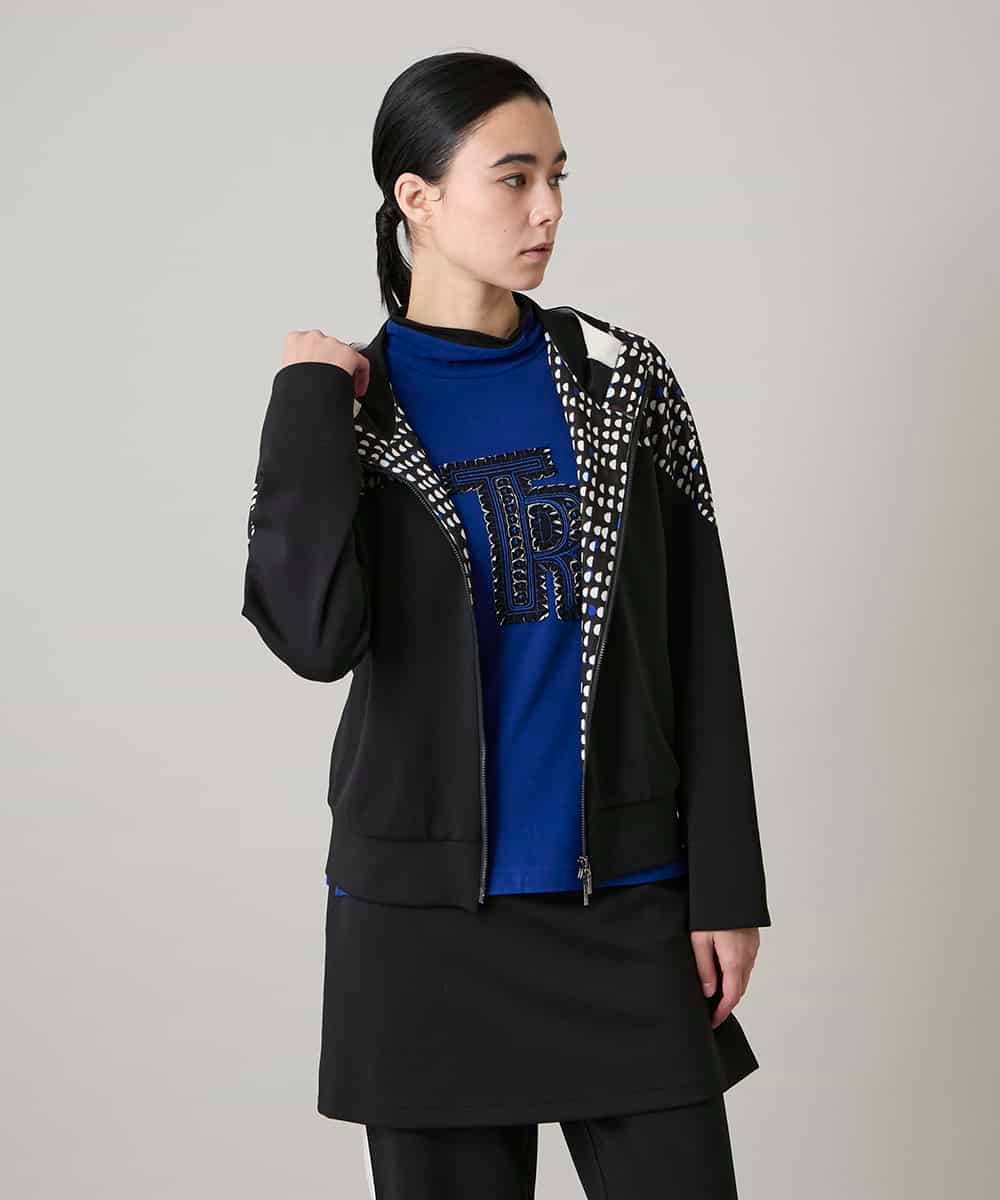 RSTAE18630 TRUNK HIROKO KOSHINO(ヒロココシノ) 小付きドットブロッキングデザインパーカー/洗える ブラック
